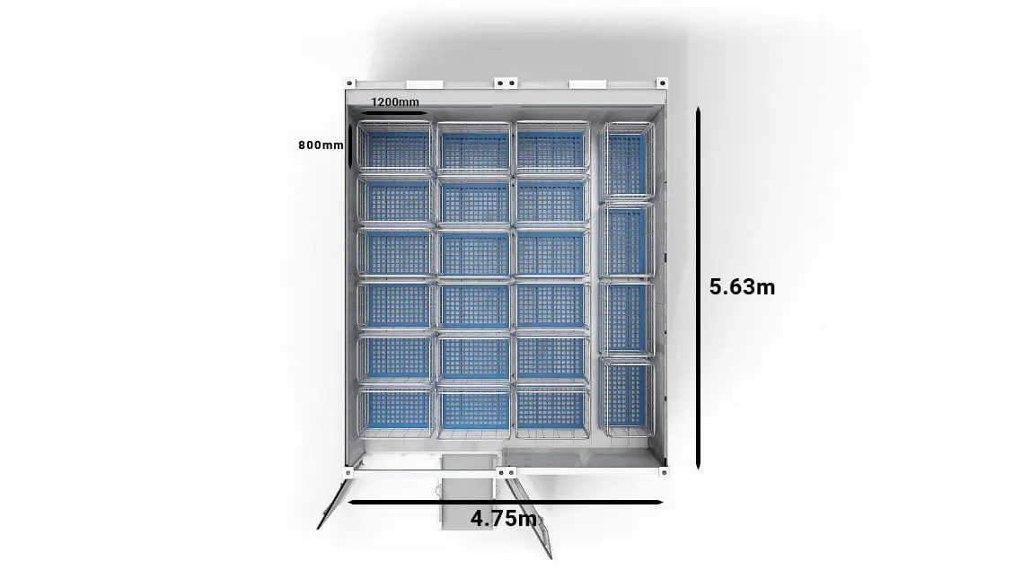 22 Trolleys in a 2-Bay 20ft Arctic SuperStore